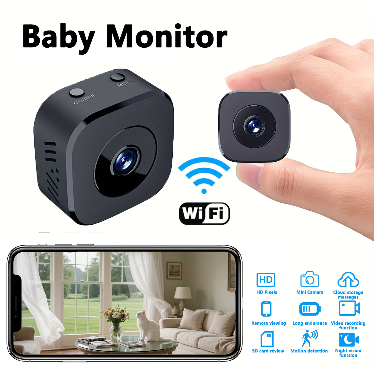 Home Security Panel - 1080P HD Mini WiFi Camera Indoor
