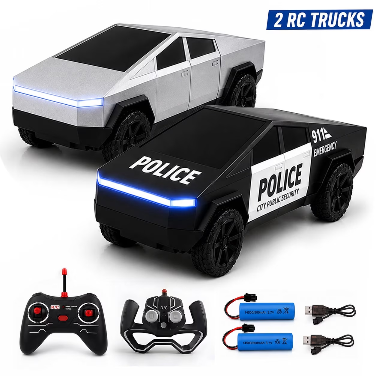 Home Security Police - 2PCS RC Cyber Truck Toys Remote