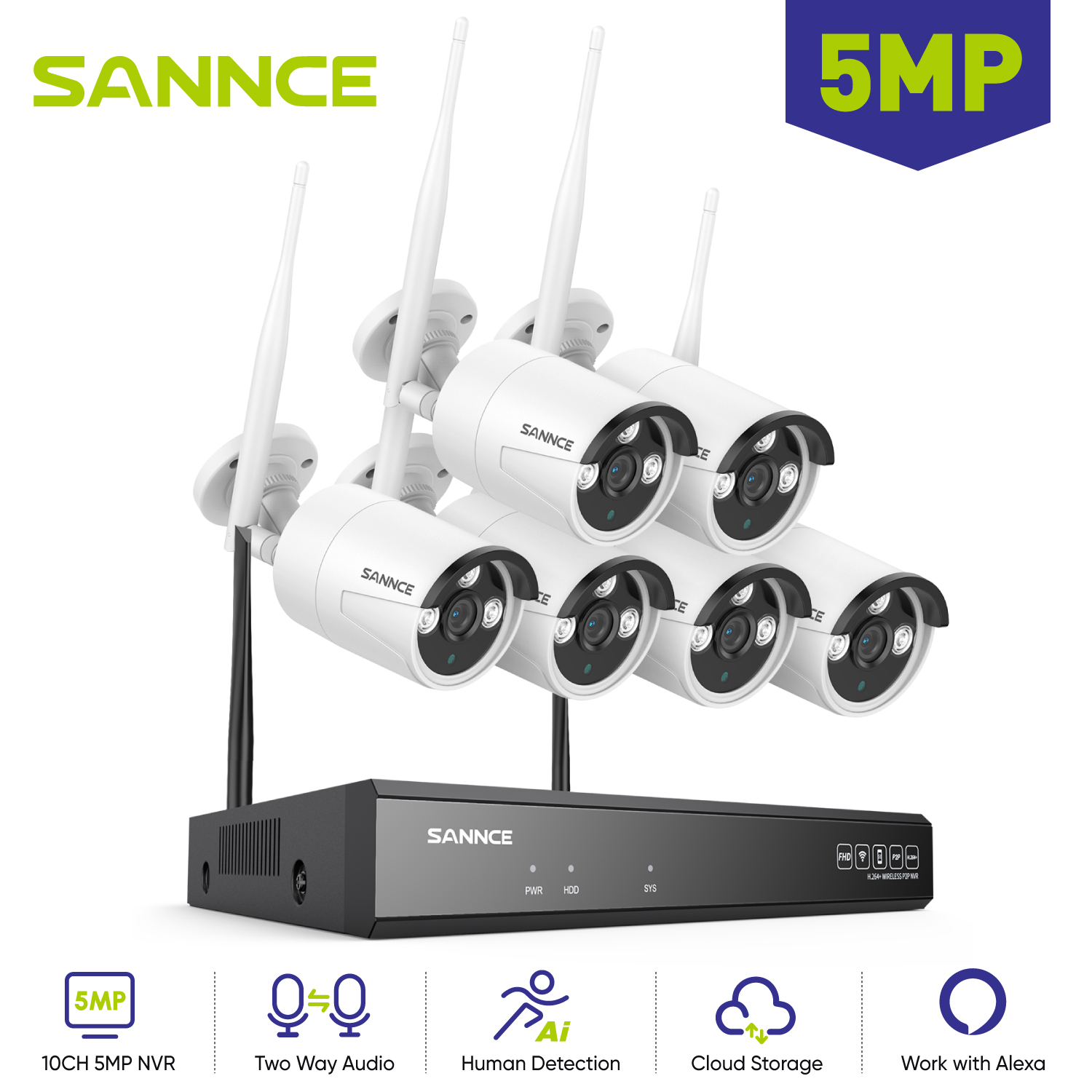 SANNCE 6PCS 5MP Wifi Camera IP - Home Security Panel recension och pris