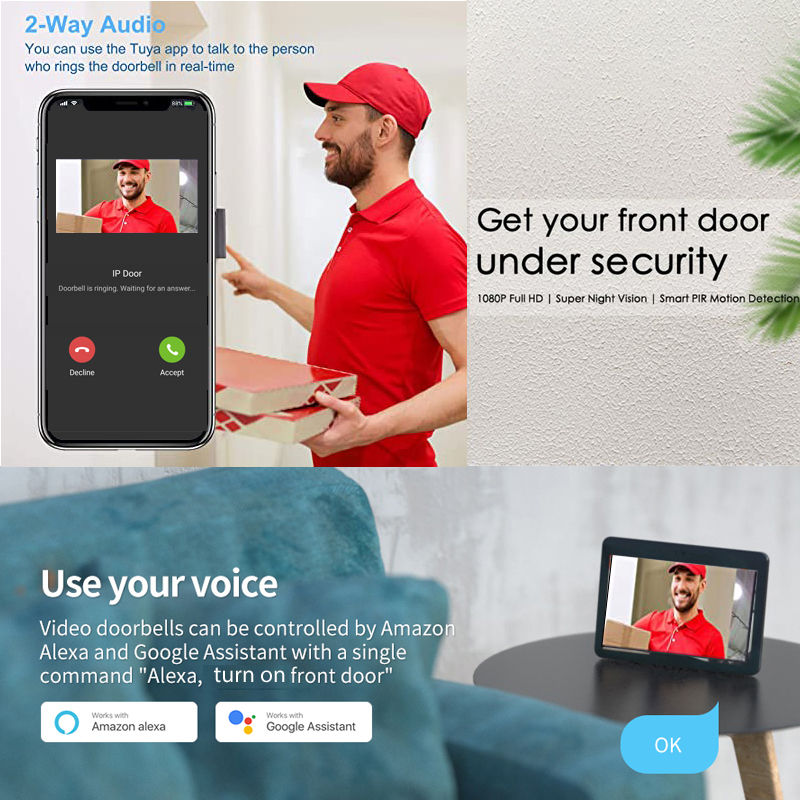 Tuya Smart 1080P Doorbell Came - Home Security Doorbell Camera recension och pris