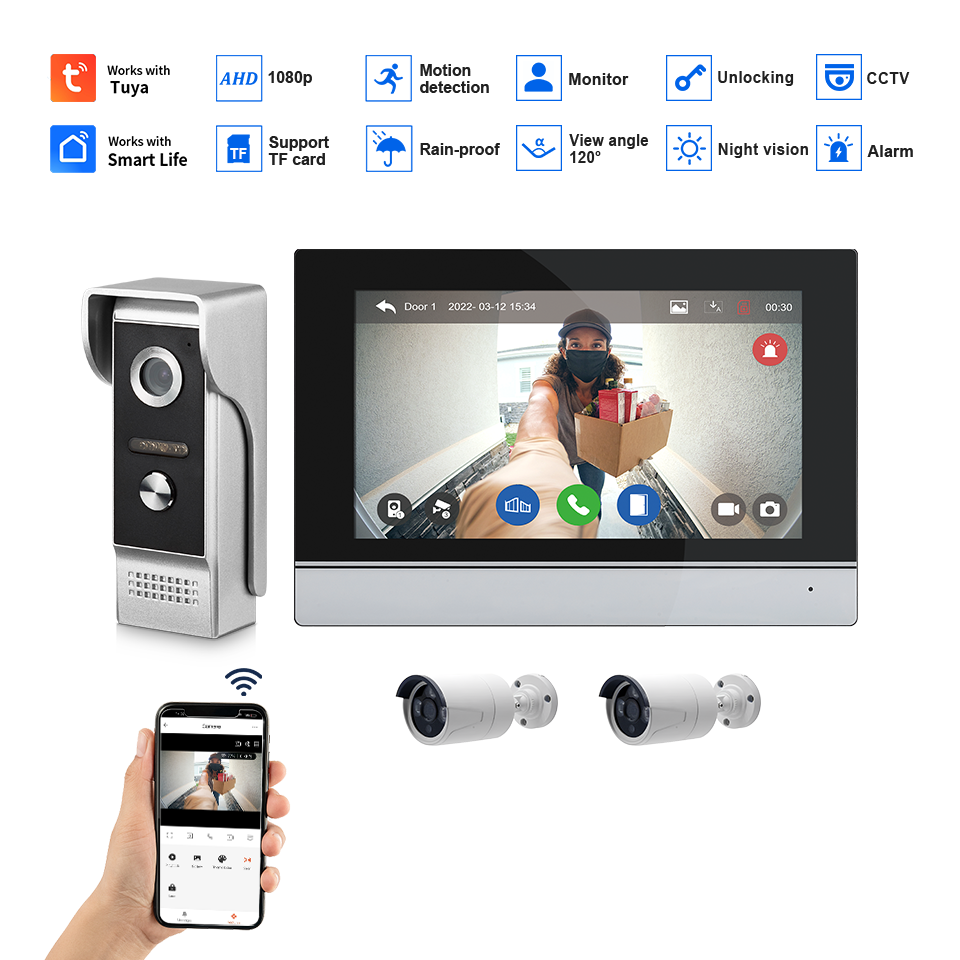 7Inch IPS Screen 2MP  Tuya Rem - Home Security Diy recension och pris