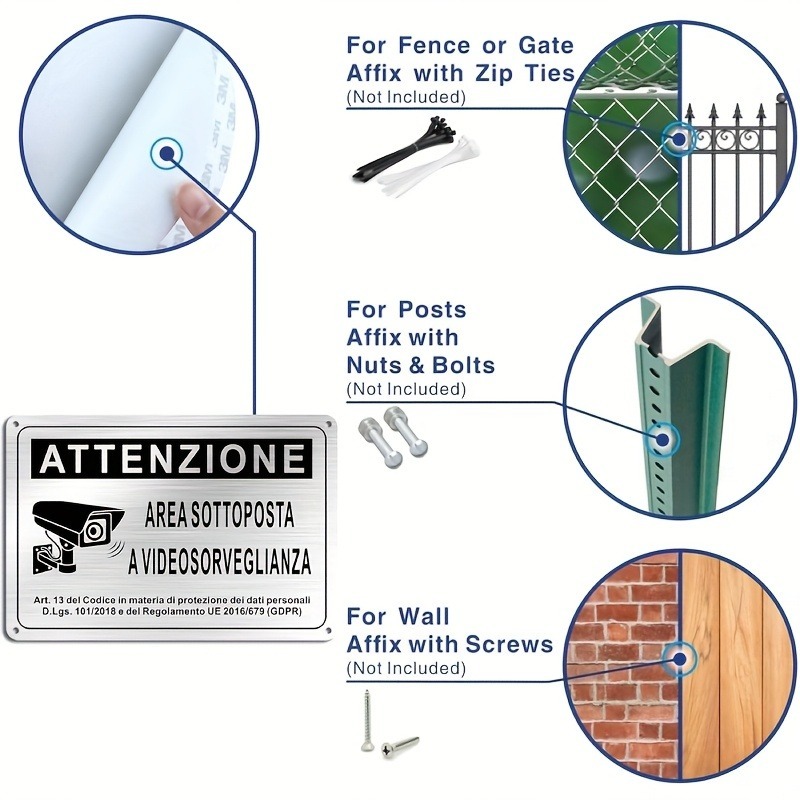 Italian Security Sign 20X30cm  - Home Security Police recension och pris